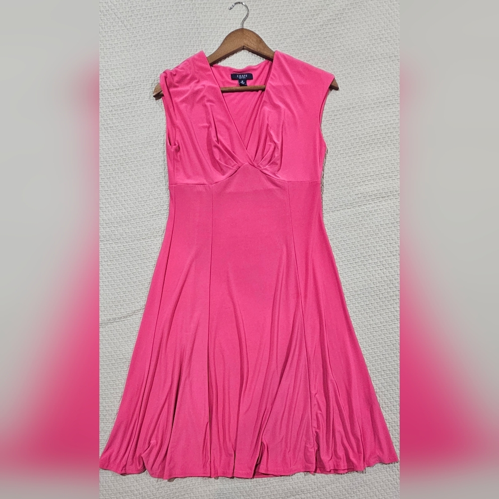 Ralph Lauren Chaps Vibrant Pink Fit & Flare Cocktail Dress Size M